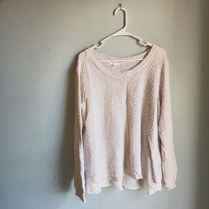 2x Maurices tan cream light waffle  sweater shirt with flowy undershirt bottom